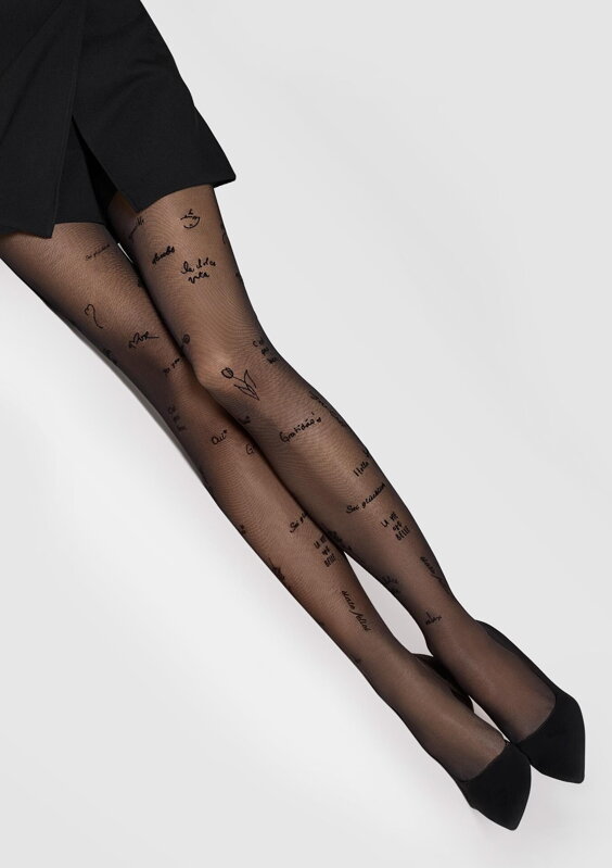 Women's black tights with inscriptions ALLURE D15 40 DEN Marilyn